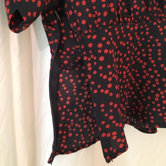Orange Polka dot Silky Blouse - Picture 4 of 4